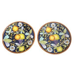 Set of 2 Italian Style Tabletops Unlimited Lemons 11” Dinner Plates